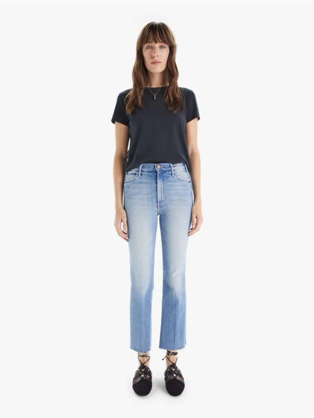 MOTHER Light Blue High-Rise Cropped Straight Jeans in AU Revoir VGUC